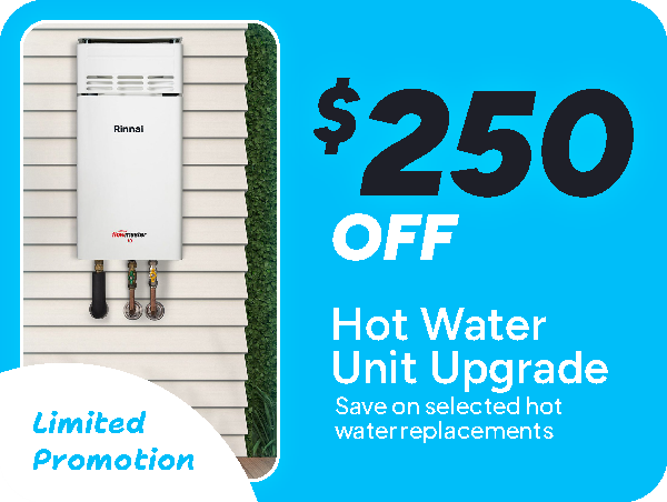 $250 Off hot water upgrade
